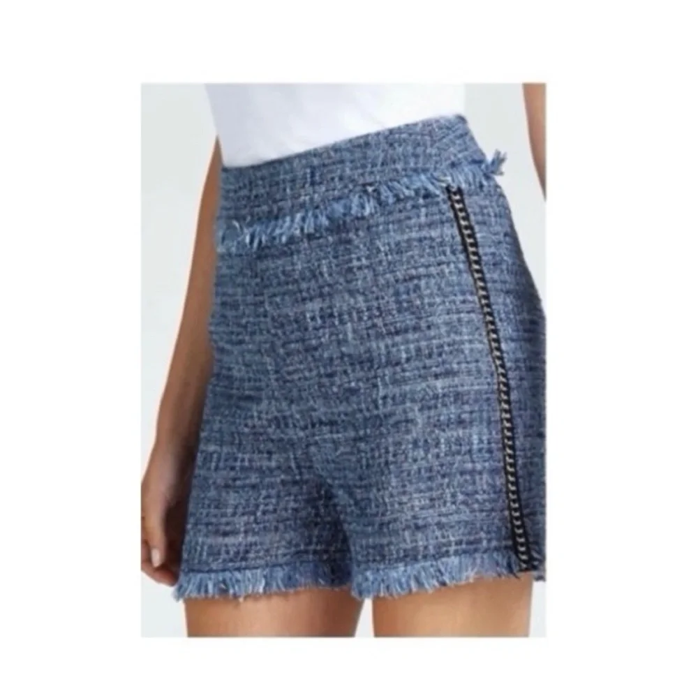 Guess Tweed Fringe‎ Side Chain High Waisted Shorts